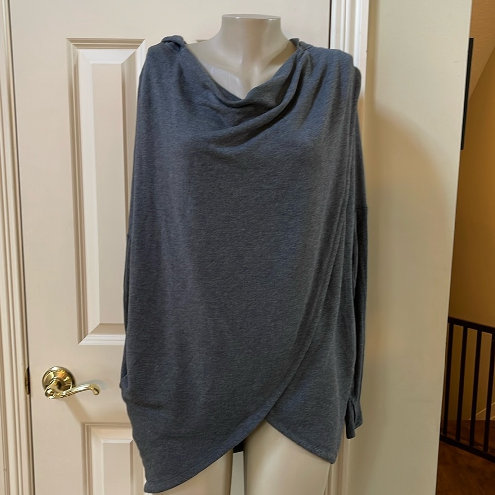 Athleta Grey Pullover Hoodie Top, med